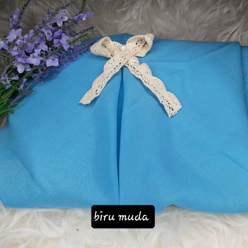 READY STOCK Hijab instan segitiga renda JIilbab Instan Segiempat Jilbab Instan Segitiga pita-Biru muda