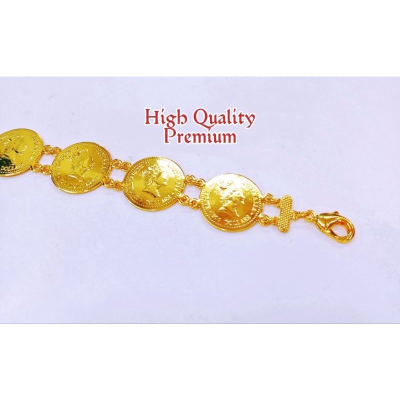 GELANG FULL KOIN DEWASA LAPIS EMAS KUNING YAXIYA PREMIUM ANTI KARAT