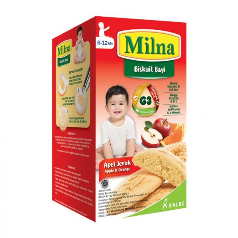 Milna Biskuit Bayi 65g 6m+ - Apel Jeruk