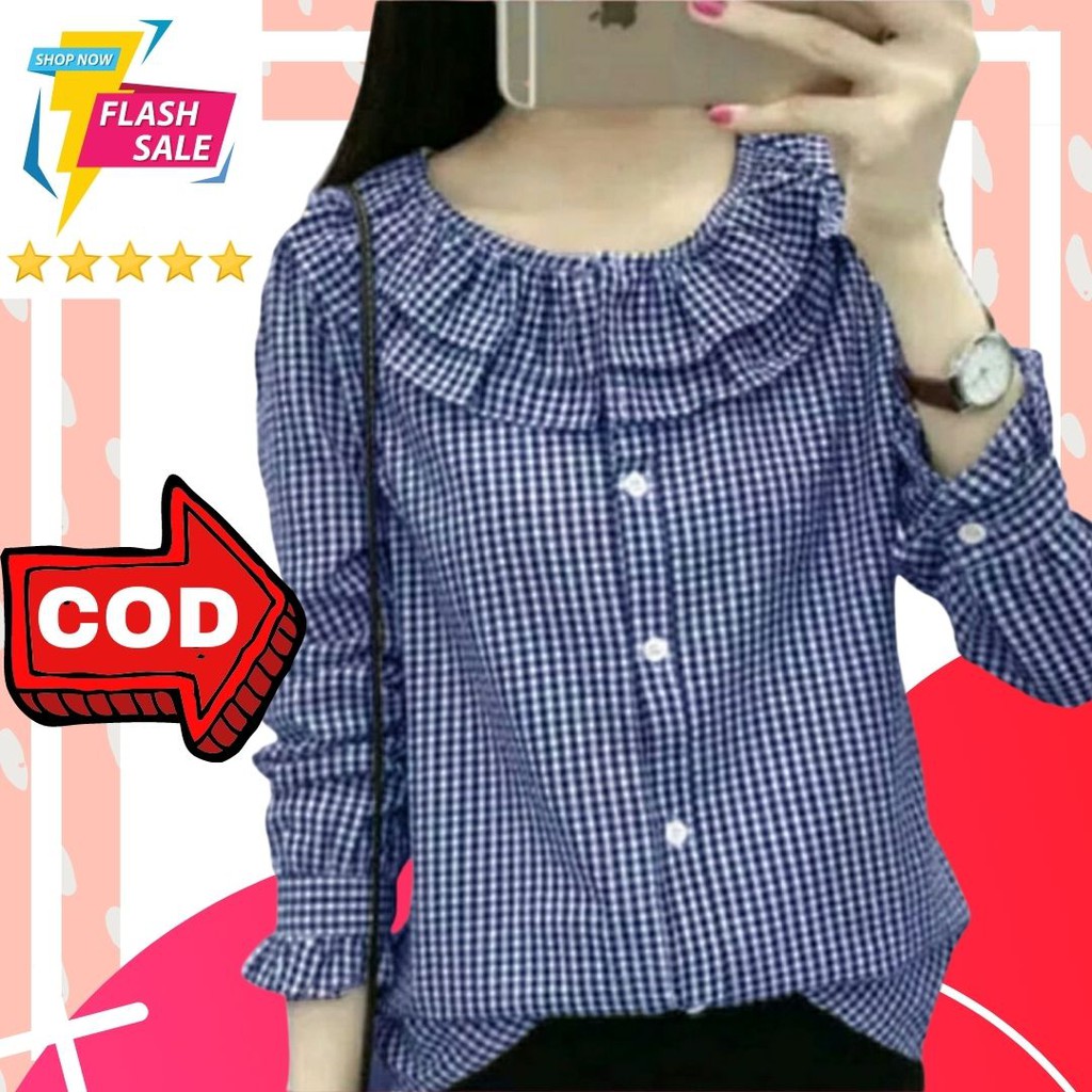 TUORIMINCE NAVY Grosir Baju Atasan Wanita Terbaru Blouse Kasual Blus