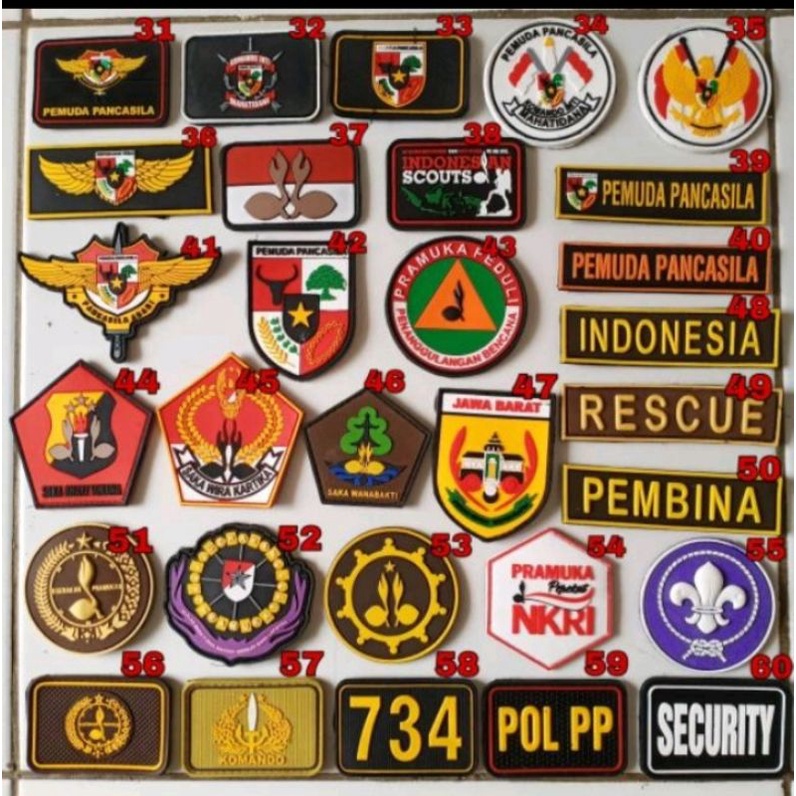 Patch rubber LOGO tempelan emblem karet velcro topi / jaket / kameja / baju tactical airsoft outdoor