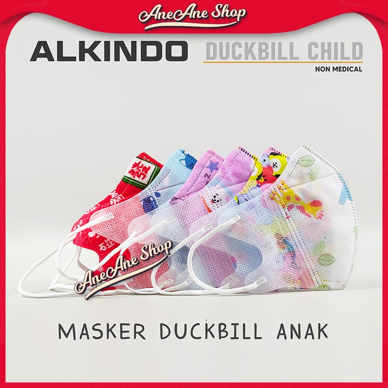 Masker Alkindo Duckbill Anak Motif 3ply isi 25 Masker Sekali Pakai 3 Ply Non Medis