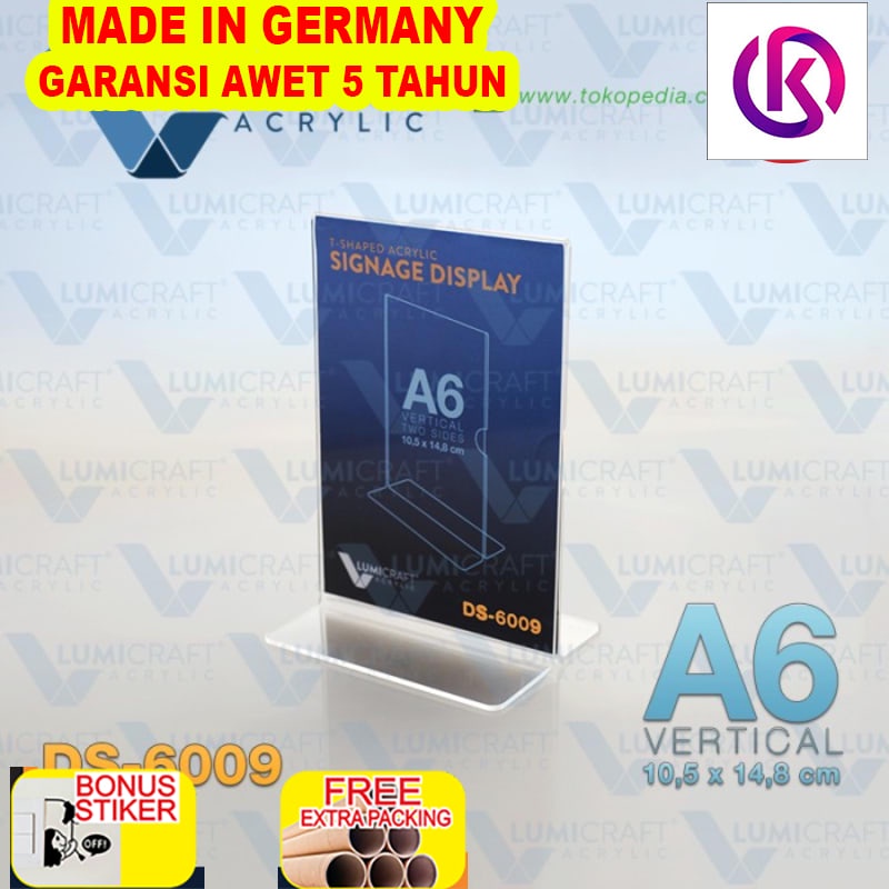 

Grosir Tent Card Acrylic / Acrylic Display Model T - Vertikal A6 | DS-6009