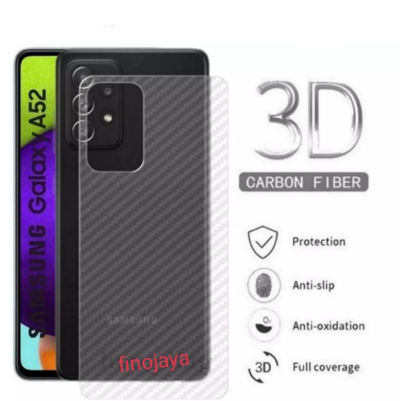 Skin Garskin Carbon  Samsung A52 4G A52 5G Anti Jamur Belakang Transparan