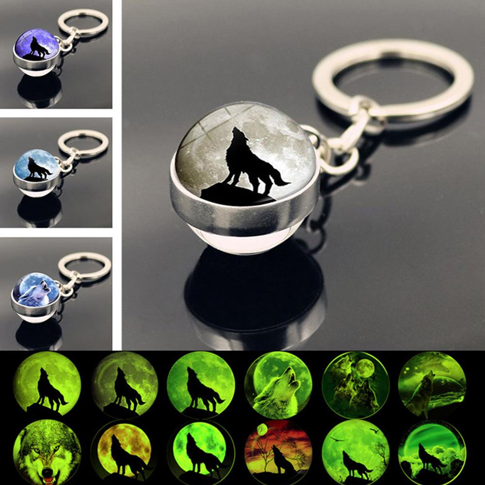 Agustinina Keyring Double Side Creative Pendant Howling Wolf Luminous Gantungan Kunci