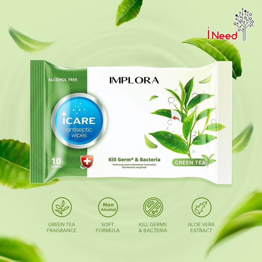 (INEED) IMPLORA ( Tissue Basah) I CARE ANTI SEPTIC WIPES 50 SCEETS