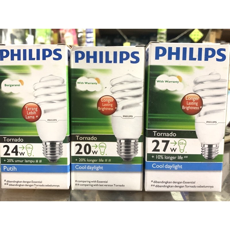 LAMPU PHILIPS TORNADO SPIRAL 20Watt 24Watt 27Watt GARANSI 1 tahun