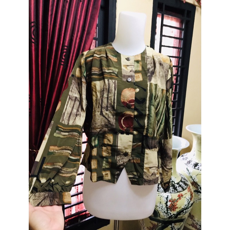 kemeja corak vintage silk premium