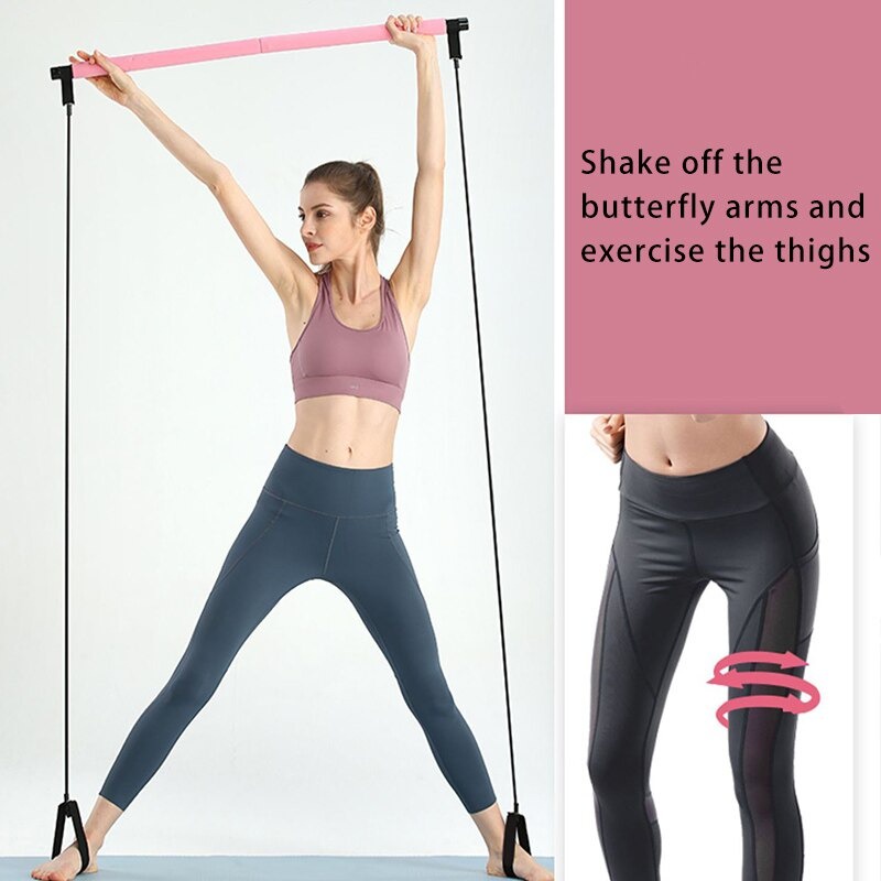 Tali Latihan Yoga Fitnes Portable Pilates Bar Tali Stretching Yoga Pilates Bar Stick Resistance