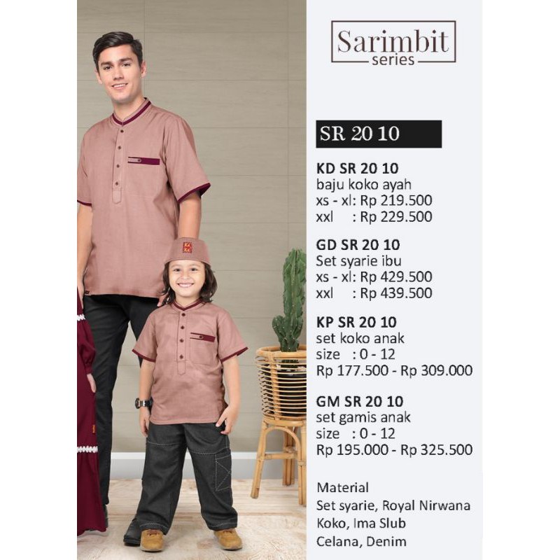 Koko Bapak   Sarimbit Keke KD SR 2010 Size M 2pc ,Size 9 Bahan Oxford Slub Merah Toska