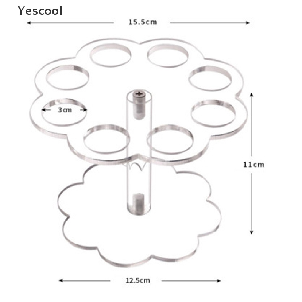 Yescool 1pc Stand Holder Cone Es Krim 8 Lubang Bahan Akrilik Transparan