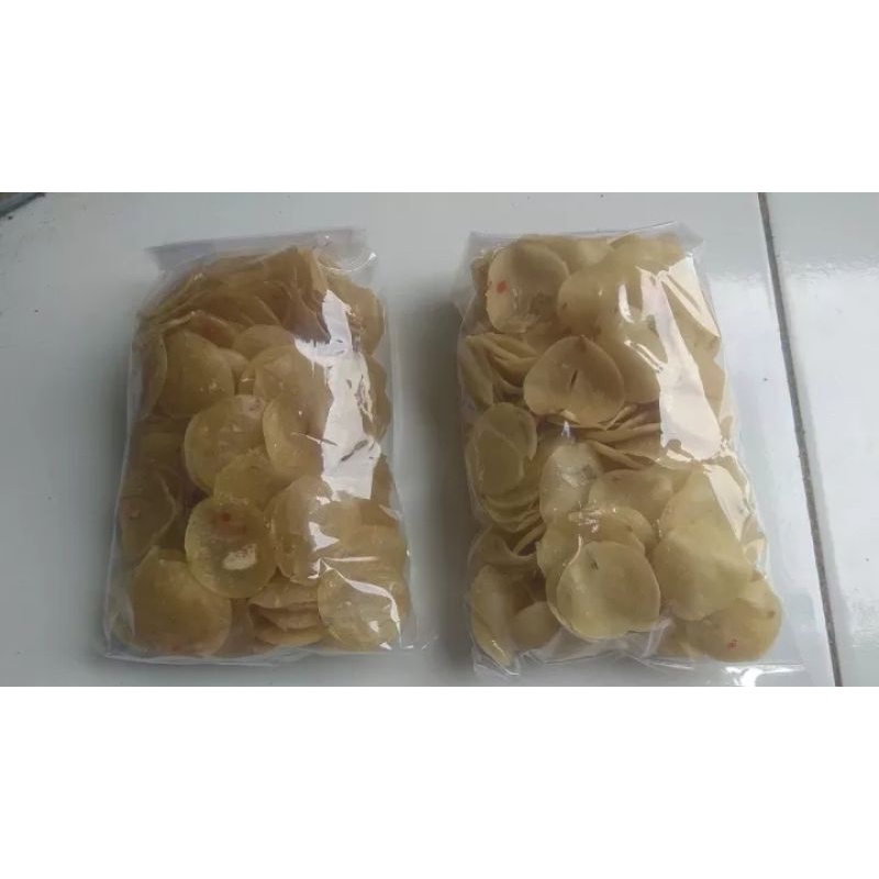 

opak elod bentuk coin 1 kg mentah/opakelod/elod/kerupuk/keripik/cemilan/makanan