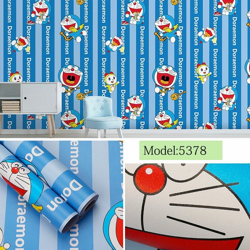 Wallpaper Dinding / Wallpaper Sticker Doraemon Dorami Garis