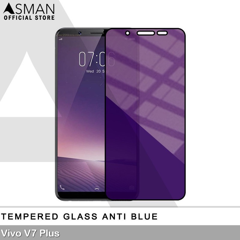 Tempered Glass Blue Light Full Lem VIVO V7 Plus Anti Radiasi Screen Protector