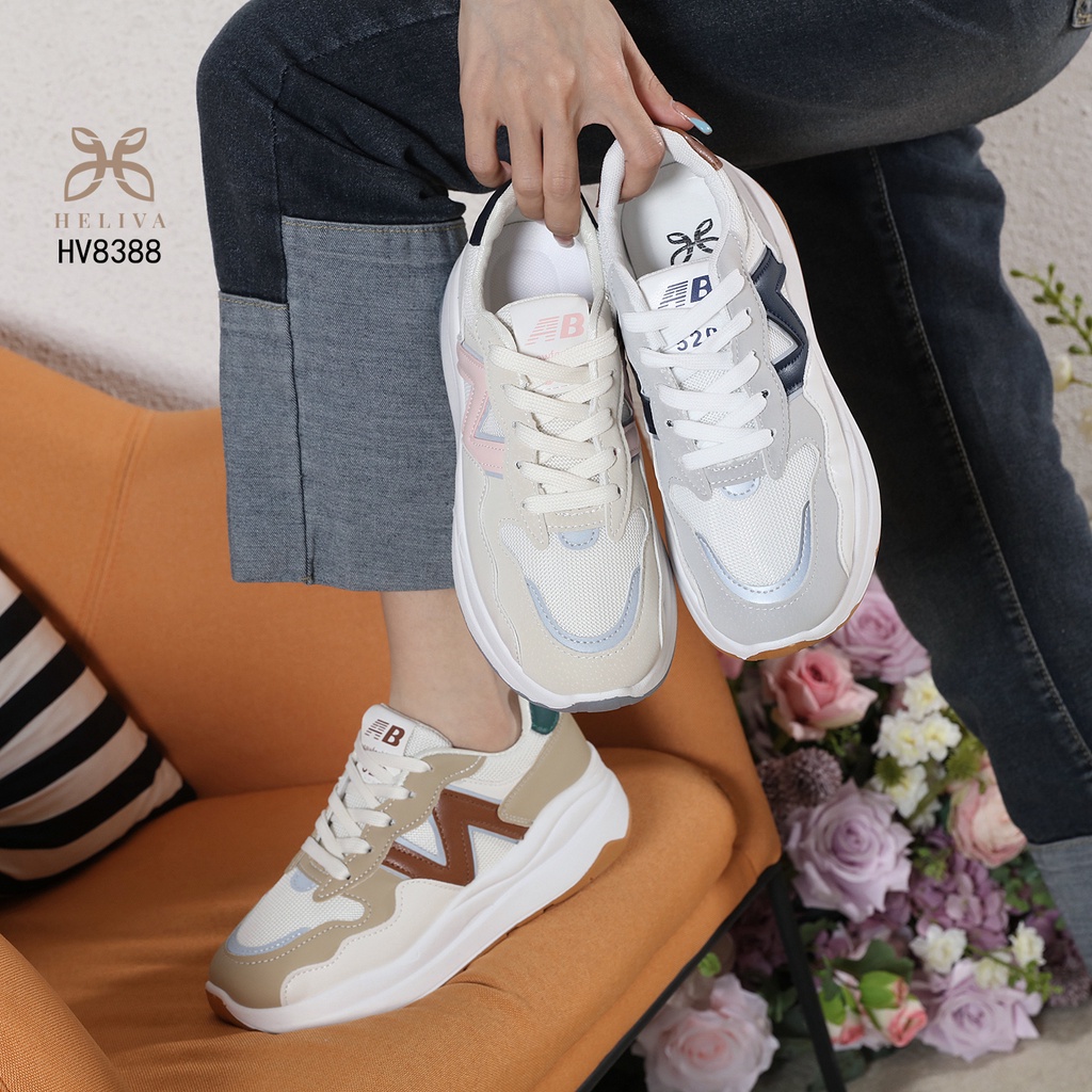 HELIVA KARA Sneaker Shoes Tali Anti Slip Sol 4,5cm Bahan Kulit HV8388 Original Brand