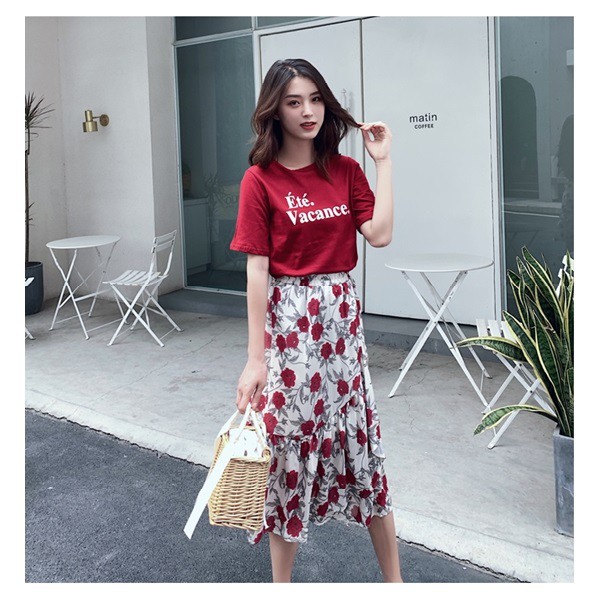 Baju Wanita Setelan T-shirt + Rok Import