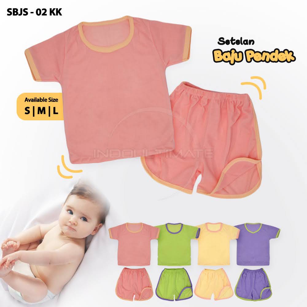 Setelan Baju Bayi Lengan Pendek + Celana Pendek STANDARD Kaos Bayi Newborn Baru Lahir SBJS-02KK