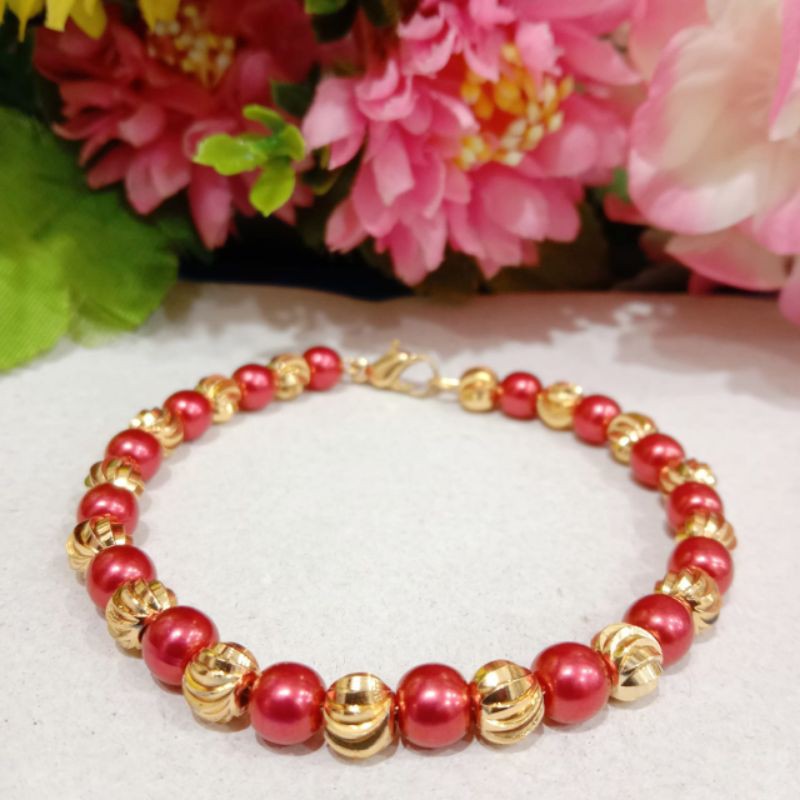 gelang batu warna merah