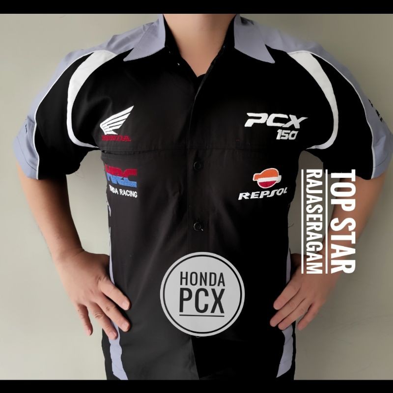 Baju Otomotif HONDA PCX 150 160 Seragam Komunitas Motor Kemeja Bordir