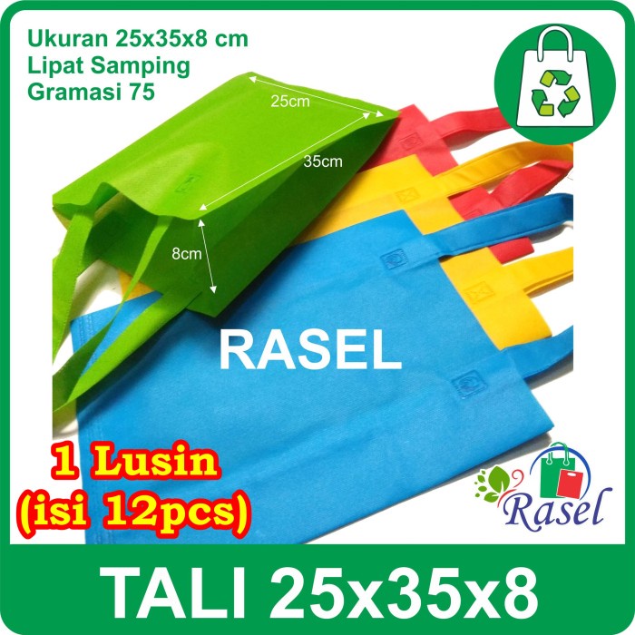

NEW (1 Lusin) tali 25x35x8 cm Tas Kain Spunbond / 1 pack isi 12pcs