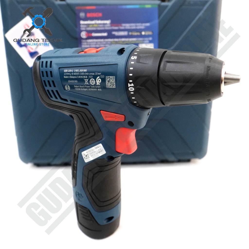 Mesin Bor Tangan CORDLESS 10mm BOSCH GSR120 12V / Mesin Bor Besi Kayu BATERAI GSR 120 - Cordless Drill Driver GSR120-2LI