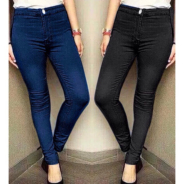 27 30 Celana  HW Jeans High  waist  Kancing 1 Shopee Indonesia