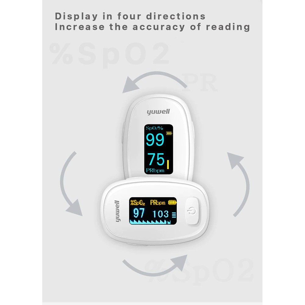 GS8 Xiao mi Yuwell Alat Pengukur Detak Jantung Kadar Oksigen Fingertip Pulse Oximeter YX306 Whi