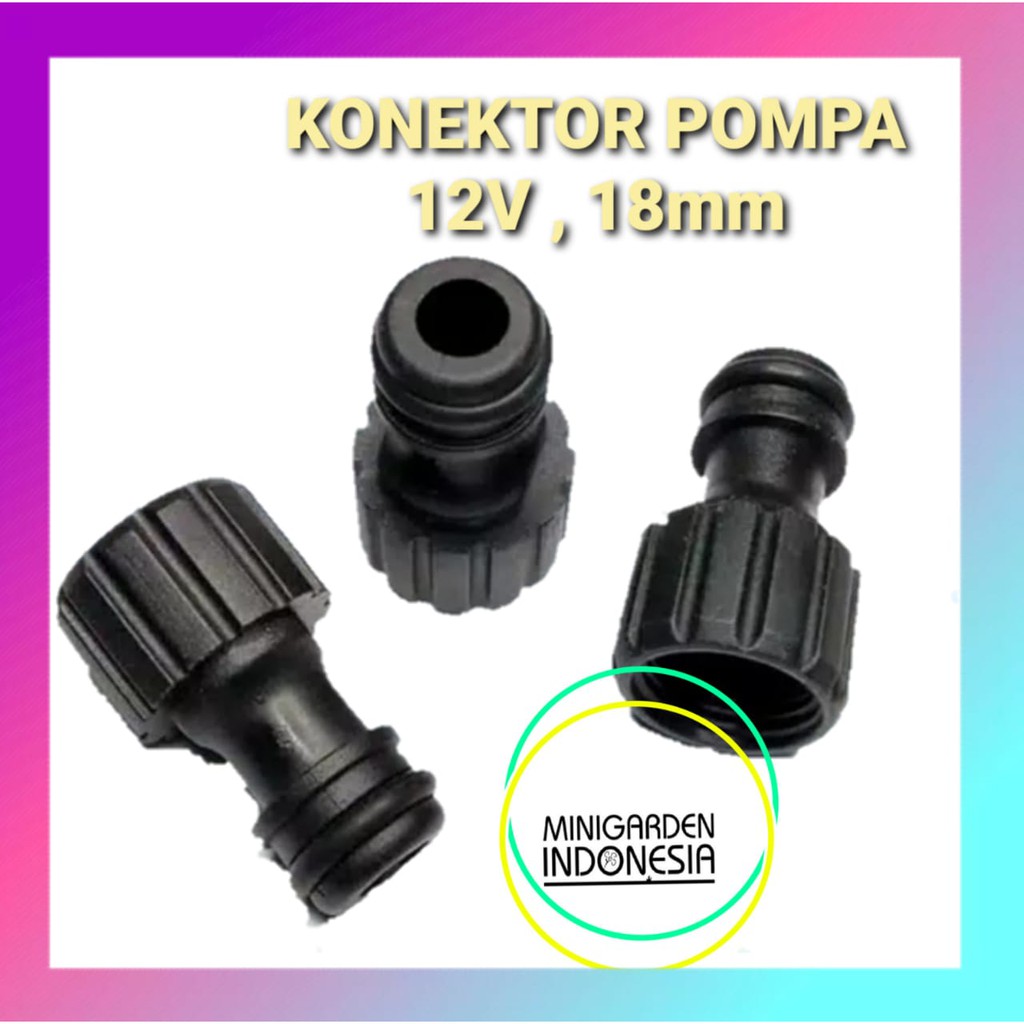 KONEKTOR POMPA DC 12V HITAM 18MM soket quick realease connector male to female selang irigasi taman