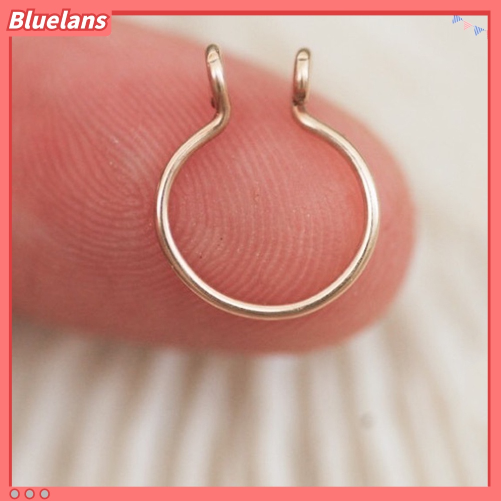 Bluelans Fashion Thin Brass Non-Piercing Loop Open Nose Ring Women Jewelry Charm Decor