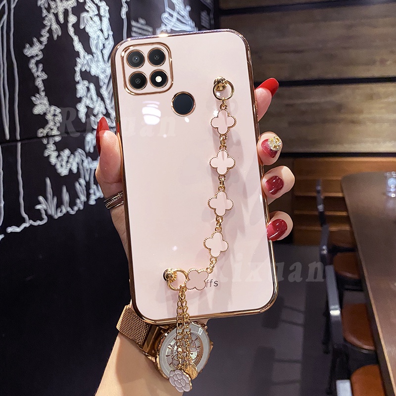 Casing Silikon Realme C21Y C25Y C35 C31 8i 8 Pro C15 C12 C25 Narzo 30A C25S 5i 6i 9i C3 XT GT Neo2 Motif Daun Clover