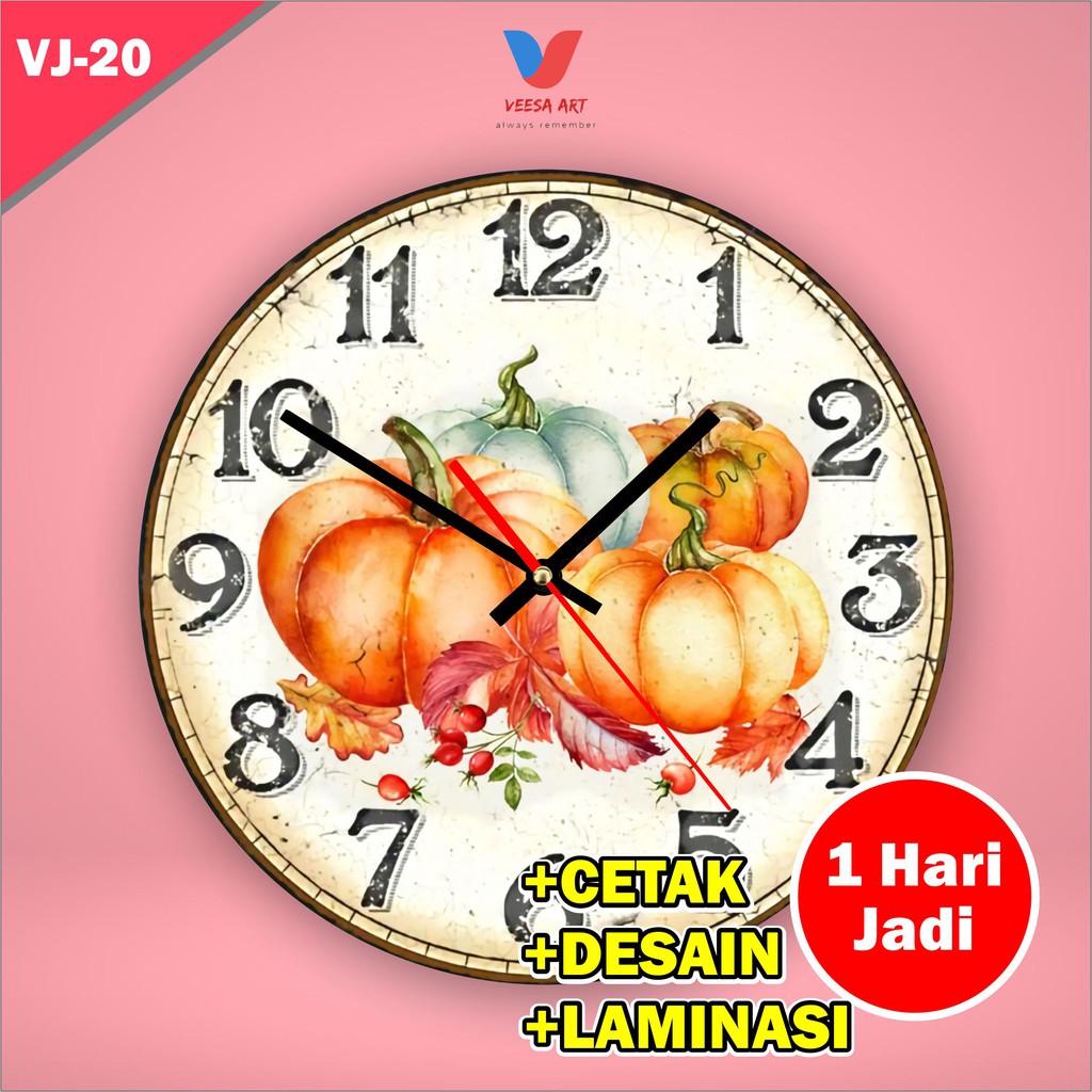 Jam dinding dekorasi pajangan vintage fintage minimalis dekorasi decor pajangan dinding buah-buahan