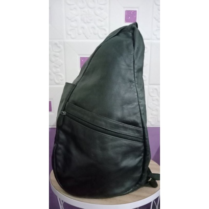 waistbag brand ameri kulit asli warna hitam preloved