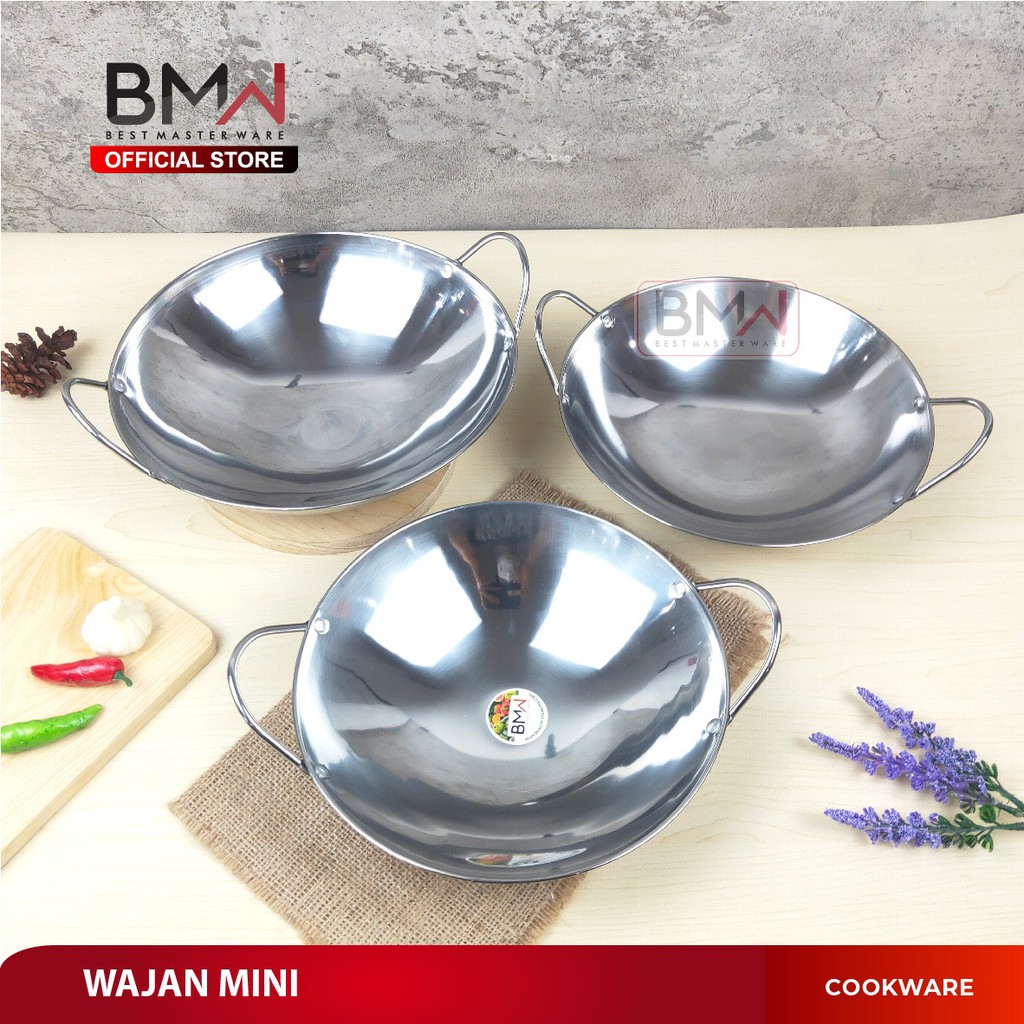 BMW Kitchen Ware - Wajan Penggorengan Kuali Mini Wok Pan Katel Bar Stainless Steel Wajan Restoran