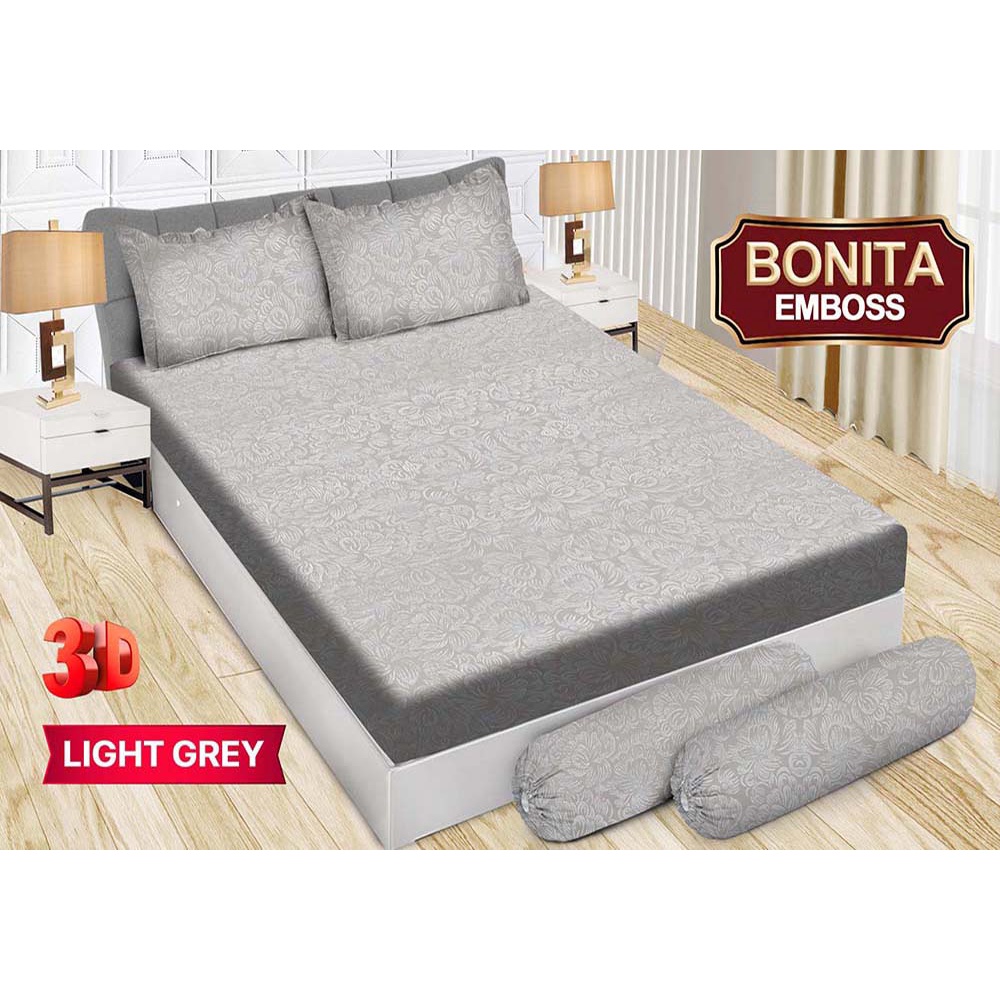 Sprei Bonita Polos Emboss King 180 x 200 cm Best Seller Terbaru Promo - Light Grey