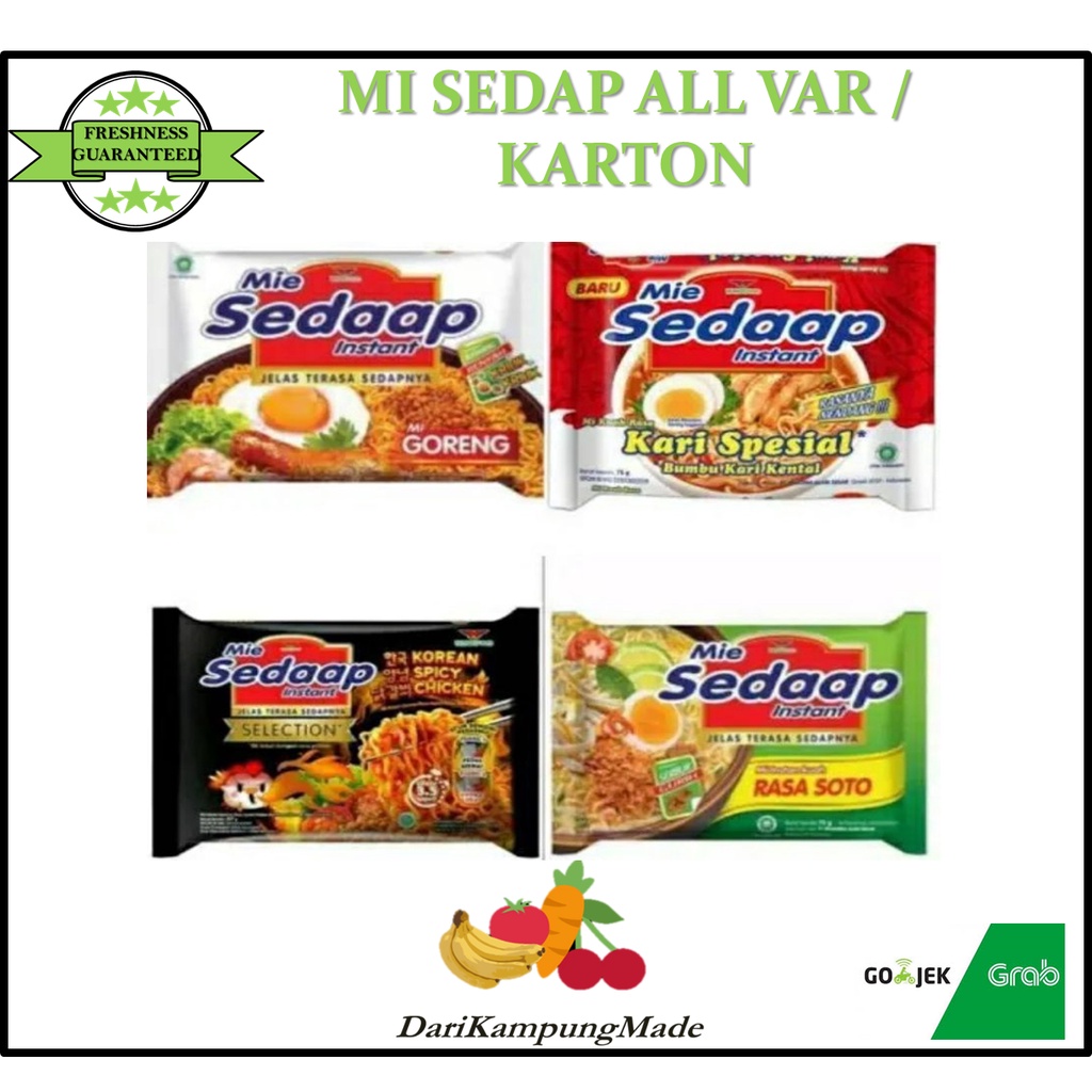 

MIE SEDAAP SEDAP ALL VARIANT 40PCS / DIJUAL PER KARTON / DUS