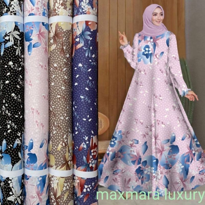 Kain Maxmara Silk Motif Bunga Khadijah harga per setengah meter