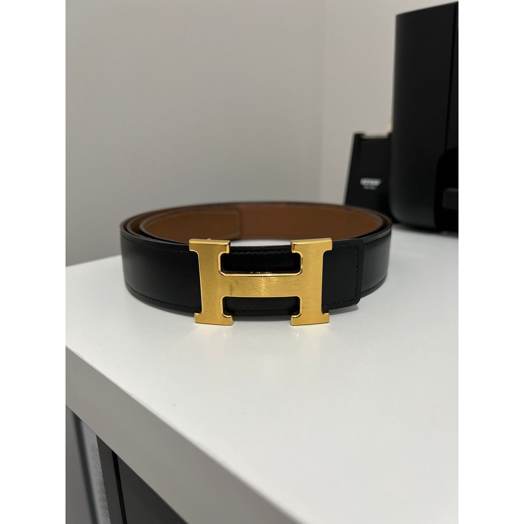 Hermes belt reversible  H buckle gold black brown gesper 125cm 100% original Authentic