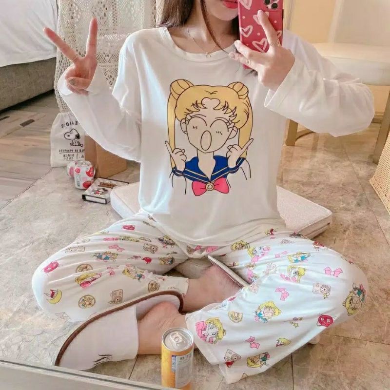 Piyama 197 Import Baju Tidur Usagi Sailormoon Sailor Moon PP Panjang Anak Perempuan Remaja Wanita