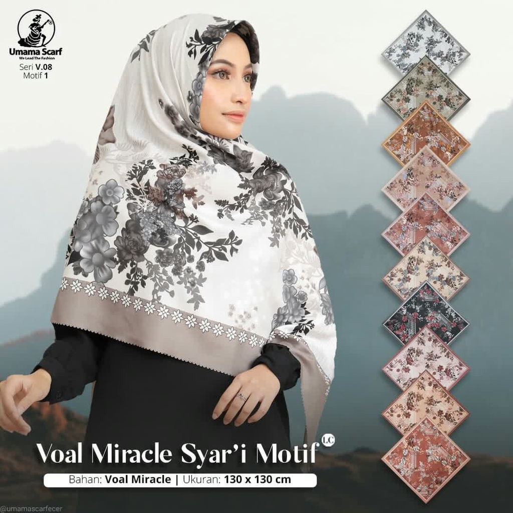 jilbab segi empat jumbo syari ukuran 130x130 umama scarf bahan voal kerudung jilbab syari