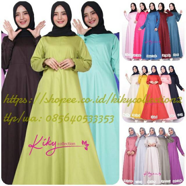 Gamis polos Kiky collection katun jepang original