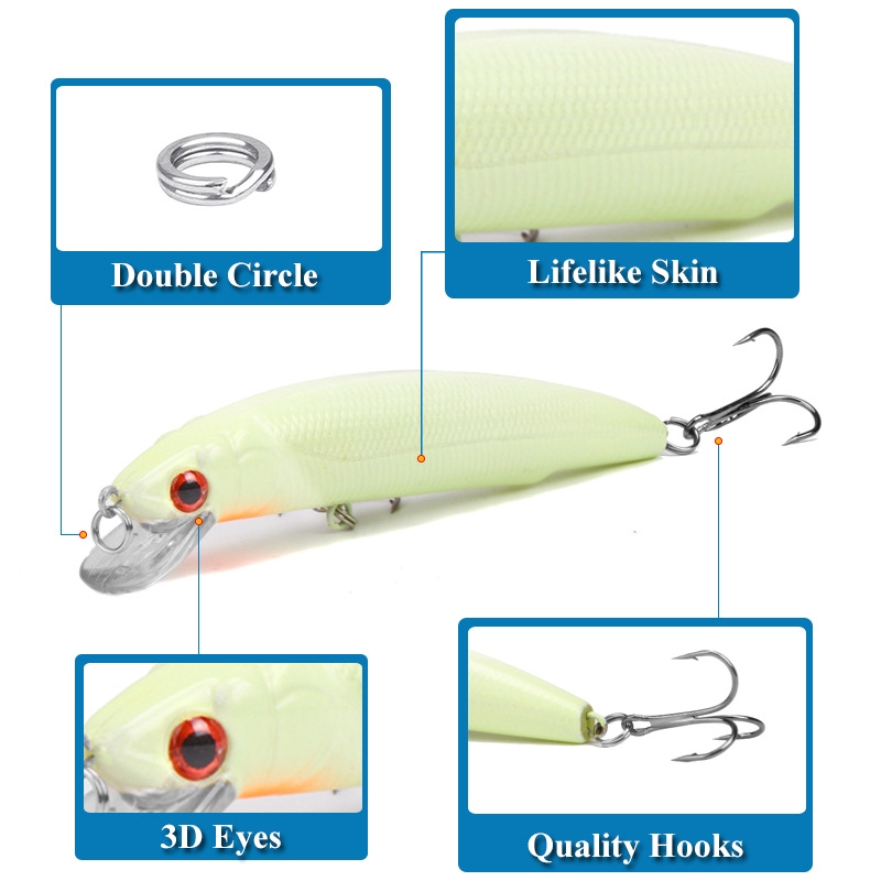 Umpan Mancing 17g/12cm Alat Pancing Murah luminous Jig relix nusantara Heavy Sinking Minnow Umpan Ikan Plastic Bait Umpan Pancing Umpan Pancing Buatan Alat Pancing Kail Pancing