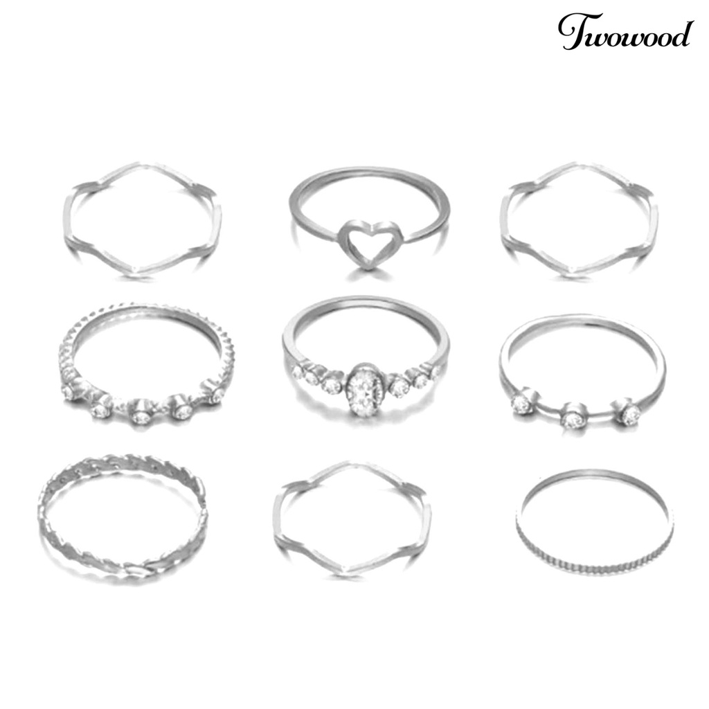 9 Pcs / Set Cincin Jari Gaya Vintage Untuk Hadiah Wanita