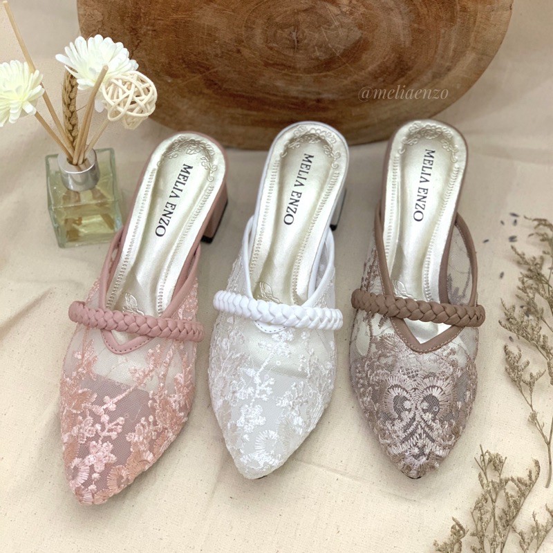 Meliaenzo - Sendal Hak Brukat | Sendal Wedding | Heels wanita