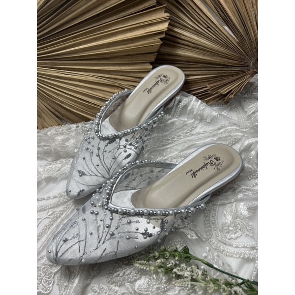 flatshoes pesta wanita anaya silver