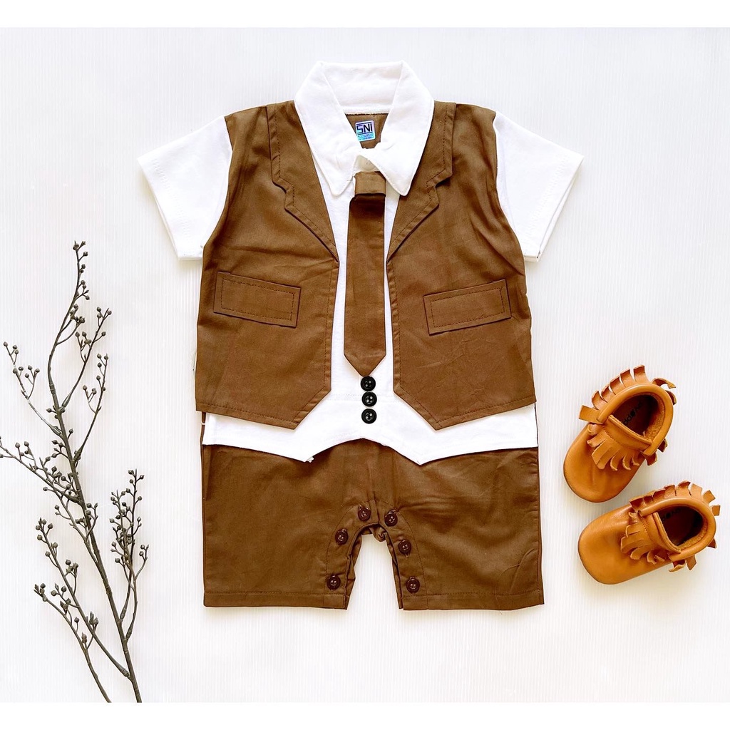 AARON TUXEDO Jumper Baju Pesta Kondangan Kemeja Anak Bayi Formal Terlaris Lucu Murah babeebabyshop