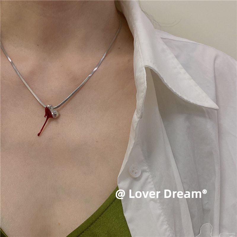 Red Love Necklace Accessories Trend Titanium Steel Hip Hop Street Korea Retro