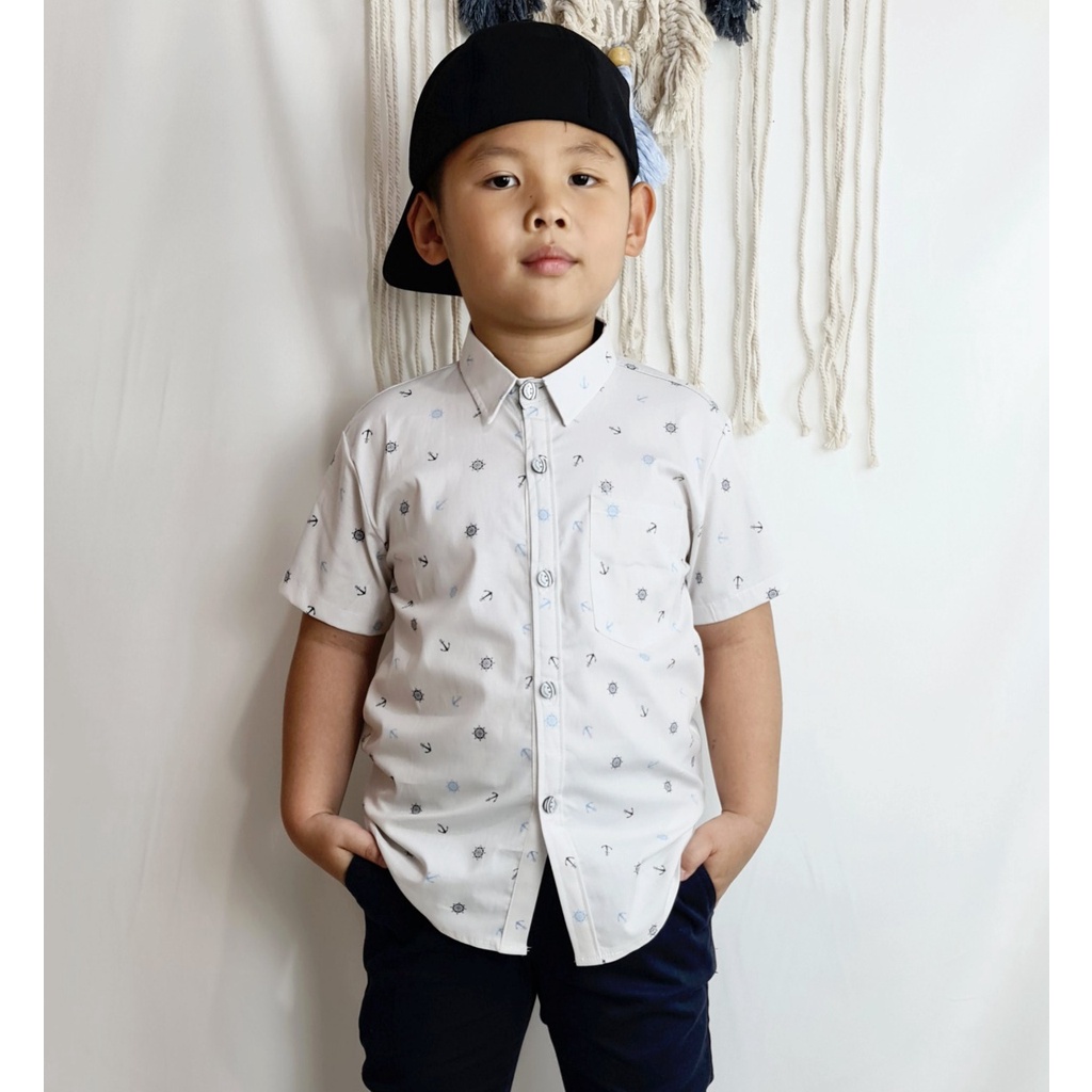 Amspro Kemeja anak laki-laki lengan pendek atasan anak baju kids Wheel