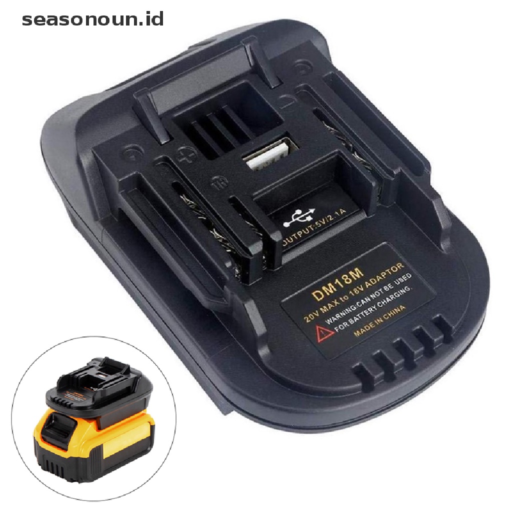 【seasonoun】 USB Battery Adapter For 20V DEWALT DCB200 Milwaukee M18 Convert to Makita 18V .