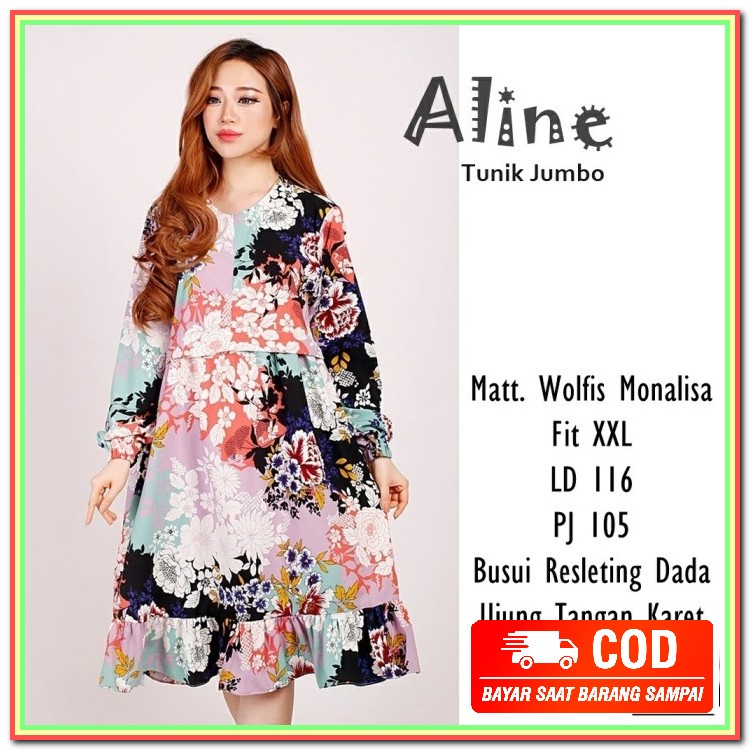 Bayle Tunik / Atasan Wanita Terbaru 2021 / Tunik Murah / Baju Mus FH772 Tunik Jumbo Aline [Dress 01
