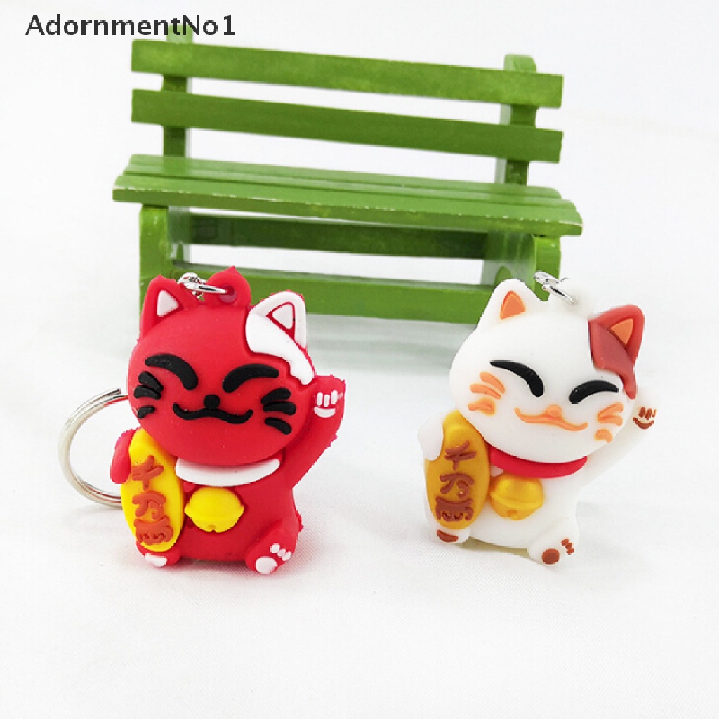 (AdornmentNo1) Gantungan Kunci Bentuk Kucing Keberuntungan Bahan PVC Untuk Souvenir / Hadiah